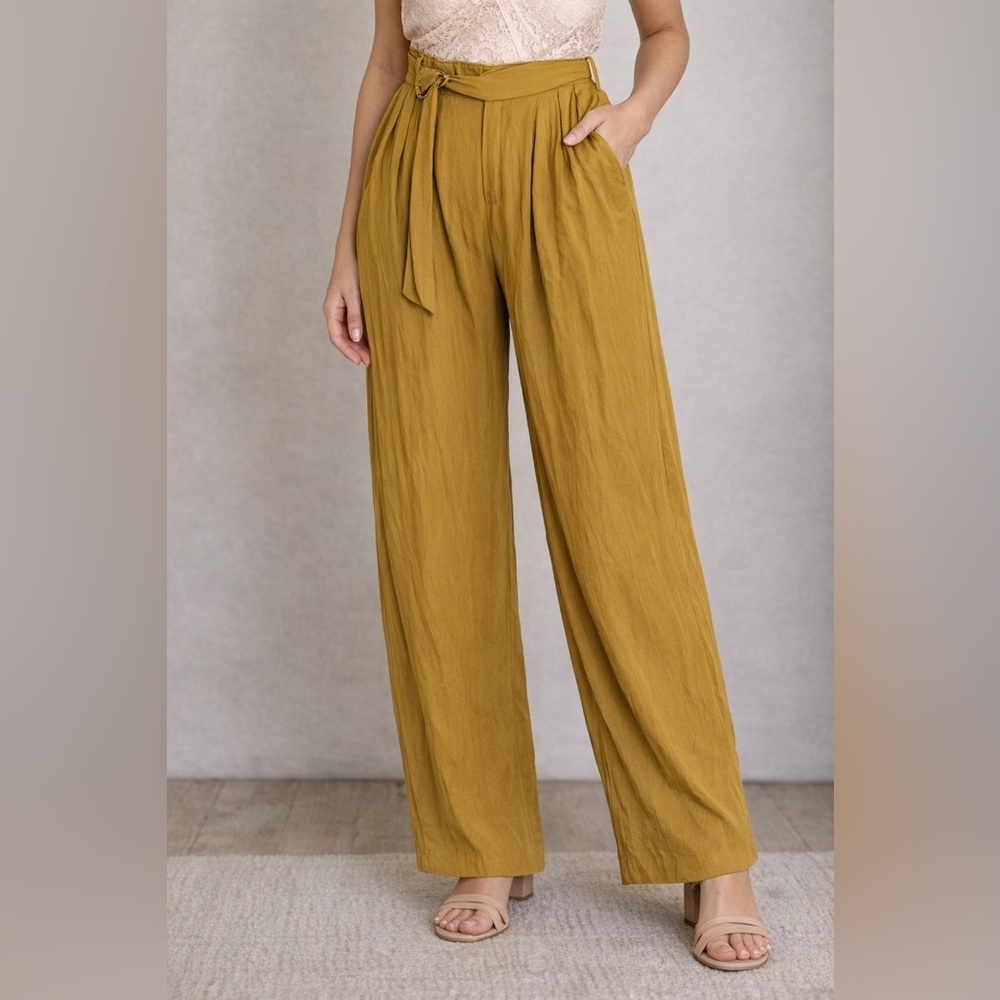 ZARA Women's Wide-Leg Pants Size S - Mustard Yellow